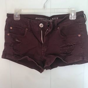 American Eagle Outfitters Shorts - American Eagle Burgundy Distressed shorts SIZE 8 American Eagle Outfitters Shorts - American Eagle Burgundy Distressed shorts SIZE 8